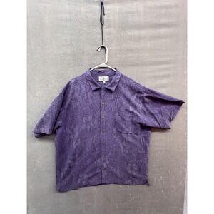Island Shores Shirt Mens 2XL Purple Washable Silk Hawaiian Camp Button Front